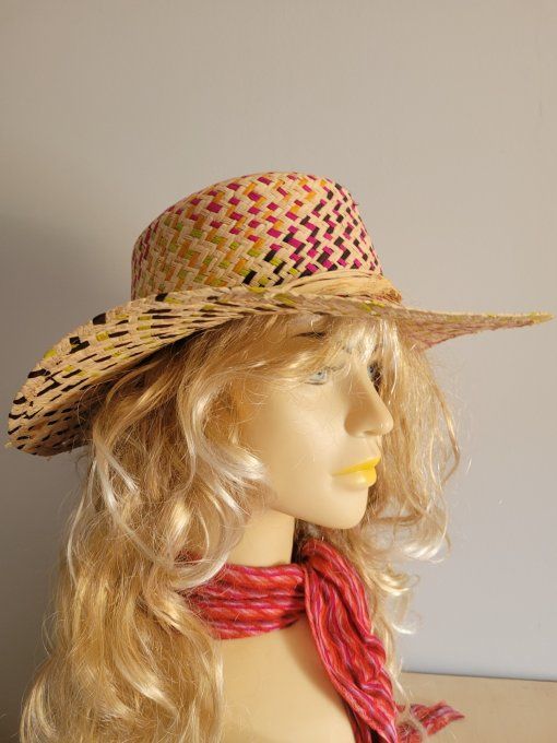 Canotier LENA tresse fine et chapeau MATILDA raphia multico