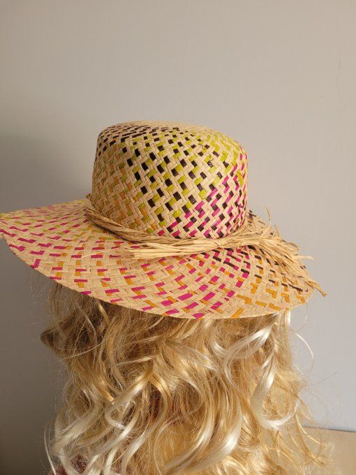 Canotier LENA tresse fine et chapeau MATILDA raphia multico
