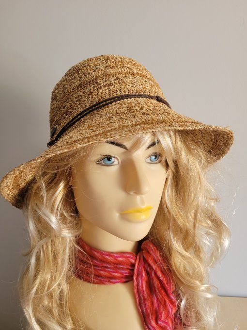 chapeau BORA raphia crochet fino et GALATEA raphia crochet lagon
