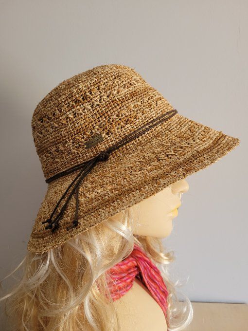 chapeau BORA raphia crochet fino et GALATEA raphia crochet lagon