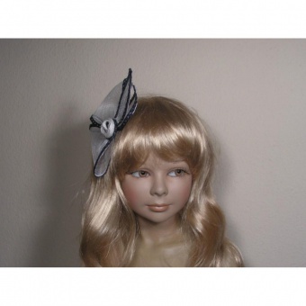 pince 14 / 306 blanc/ marine et barrette F11081 beige