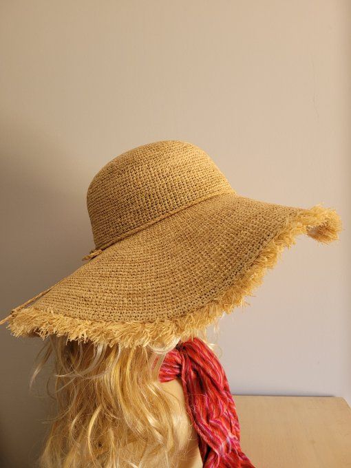 Capeline ANGELICA raphia crochet Frange et Capeline E26004 TRINA tissu