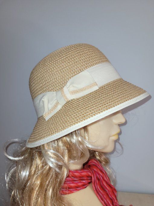 Chapeau E26013 noir et E26012 beige et ebène tresse mix