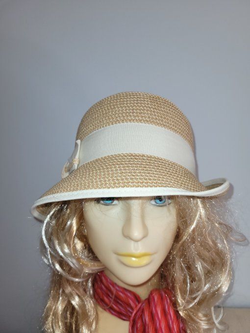 Chapeau E26013 noir et E26012 beige et ebène tresse mix