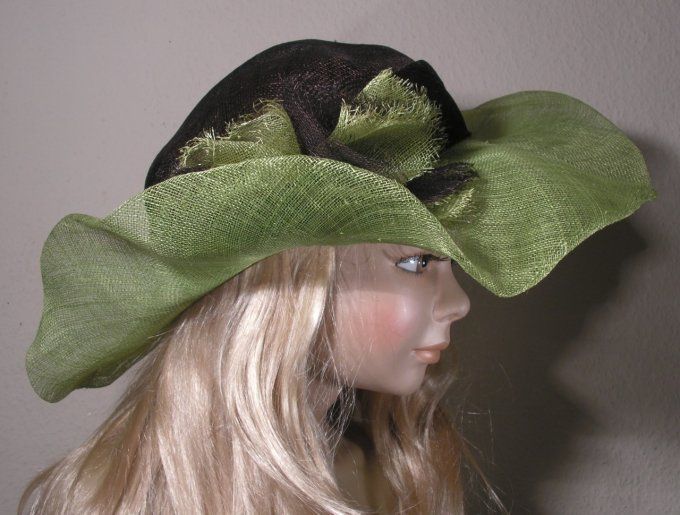 Chapeau 3143 noir/blanc et charlotte 2414 café/anis