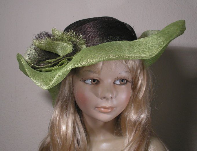 Chapeau 3143 noir/blanc et charlotte 2414 café/anis