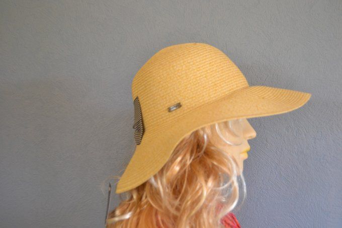 Capeline  ELENA tresse papier beige + ocean + moka 