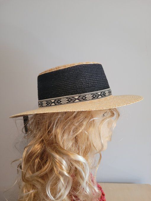 Canotier LENA tresse fine et chapeau MATILDA raphia multico