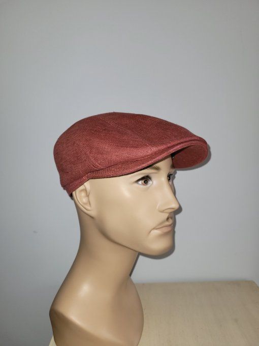 Casquette TREVISE lin naturel et PRATO lin jeans + brique