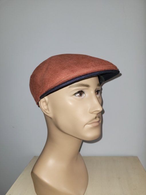 Casquette TOLEDO lin bic  beige/kaki + brique/navy et BRESCIA lin moutarde + brique + grege
